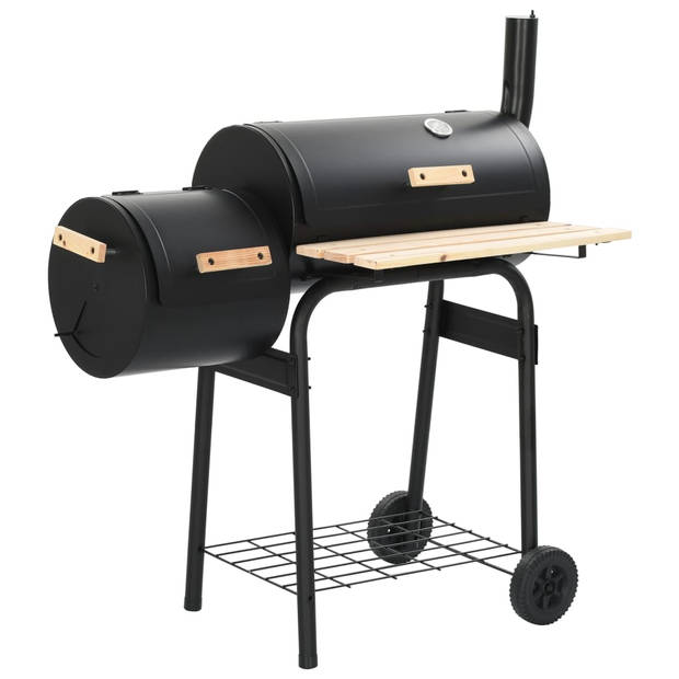 The Living Store Rookbarbecue - Stalen frame - 103 x 60 x 113 cm - 3 kookroosters - 3 houtskoolroosters - Houten tafel