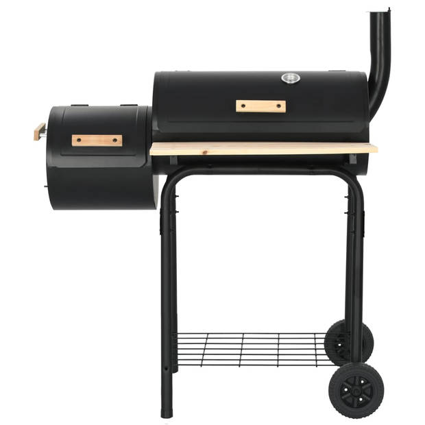 The Living Store Rookbarbecue - Stalen frame - 103 x 60 x 113 cm - 3 kookroosters - 3 houtskoolroosters - Houten tafel