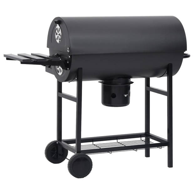 vidaXL Barbecuevat met wielen en schappen 115x85x95 cm staal zwart