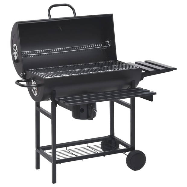 The Living Store Tonbarbecue - Draagbare houtskoolgrill - 115x64x93 cm - Houtskoolrooster 66x30 cm - Zwart