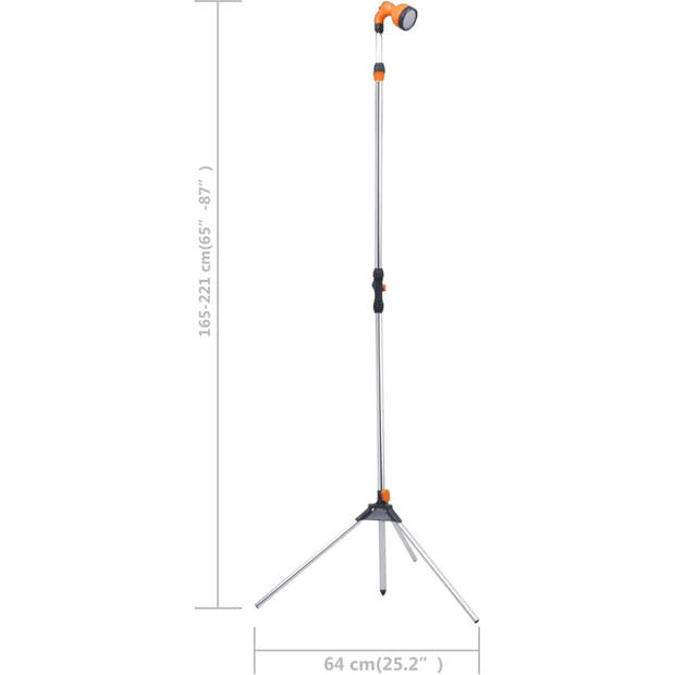 The Living Store Douche - Tuindouche - 64 x 64 x 221 cm - Aluminium/ABS - Zilver/Oranje