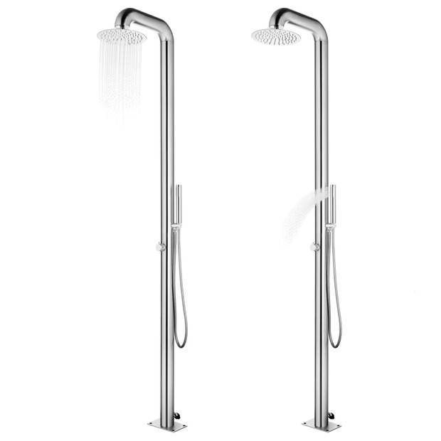 The Living Store Buitendouche RVS Grijs - 230 cm - Dubbele handdouche