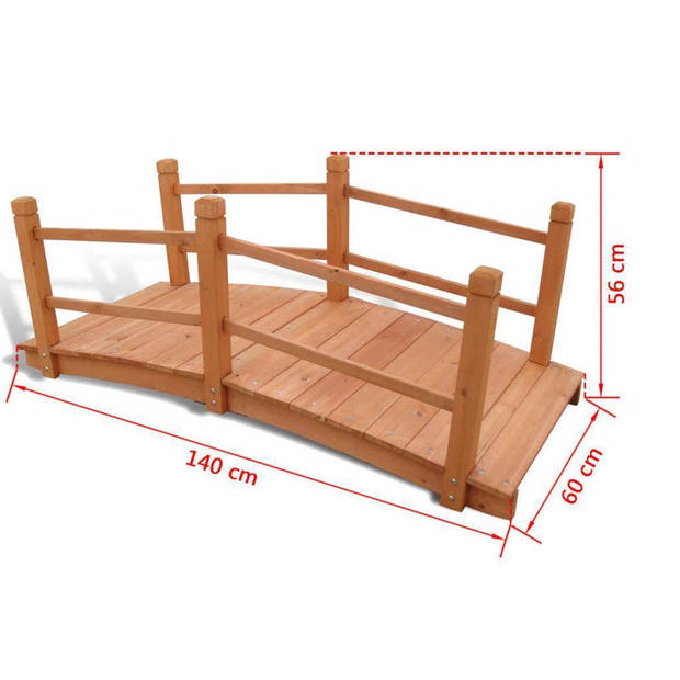 The Living Store Houten Brug - Tuinbrug 140 cm - Met Dubbele Leuningen