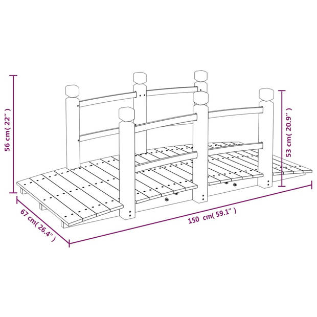 The Living Store Houten Tuinbrug - Massief vurenhout - 150 x 67 x 56 cm - Gebouwd om te genieten