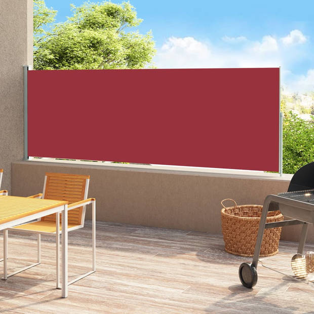 The Living Store Tuinscherm uittrekbaar 180x500 cm rood - Tuinscherm