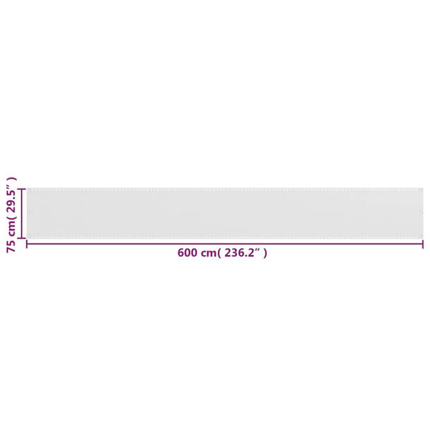 vidaXL Balkonscherm HDPE 75x600 cm wit