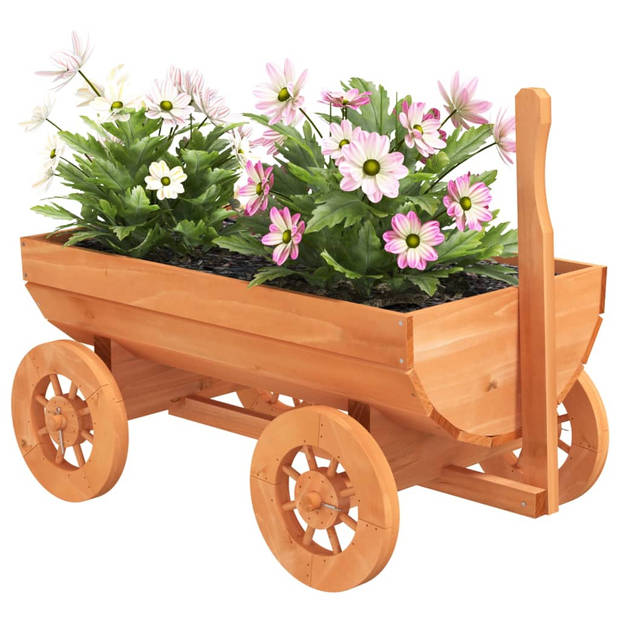 The Living Store Tuinwagen - Massief Vurenhout - 70x43x54 cm - Decoratieve Plantenbak