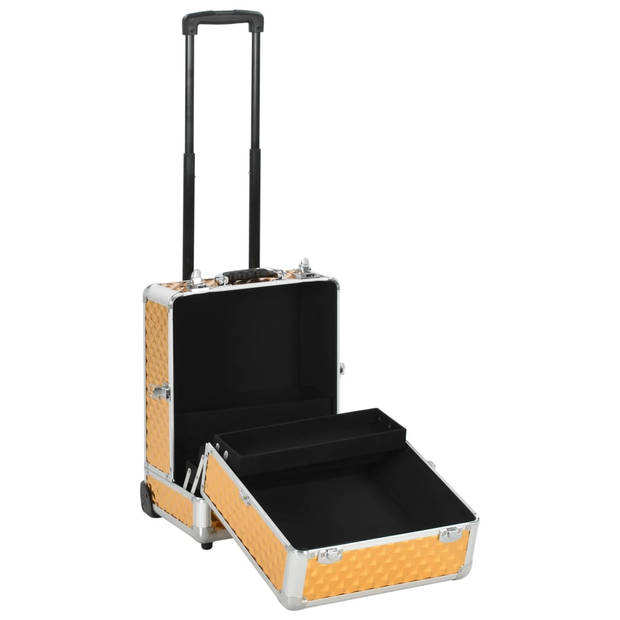 vidaXL Make-up trolley 35x29x45 cm aluminium goudkleurig