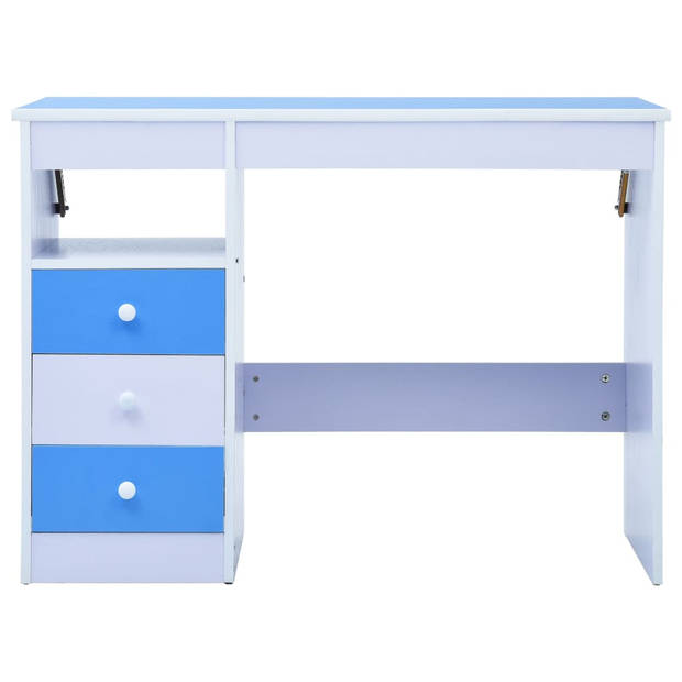 The Living Store Kindertekentafel Blauw-Wit - 100 x 55 cm - Verstelbaar tafelblad - Inclusief 3 lades en open schap -