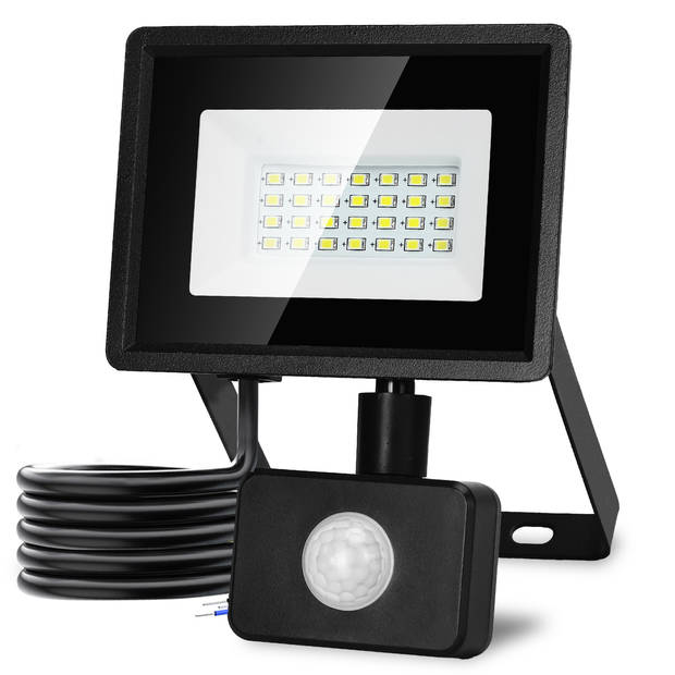 Aigostar LH9 - LED Schijnwerper Met bewegingssensor - 10W - IP65 - Buitenlamp - 6500K - Floodlight - Bouwlamp - Zwart