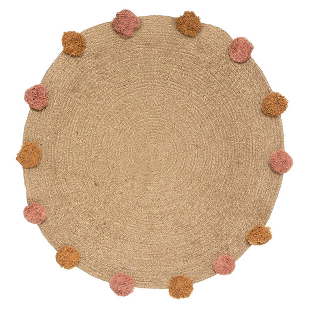 Tapijt Jute Pompom - Bruin - Ø80 cm