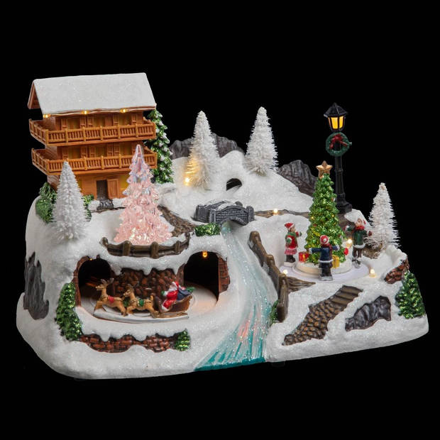 Fééric Lights and Christmas - Verlicht kerstdorp "De kerstchalet in het bos" met animatie