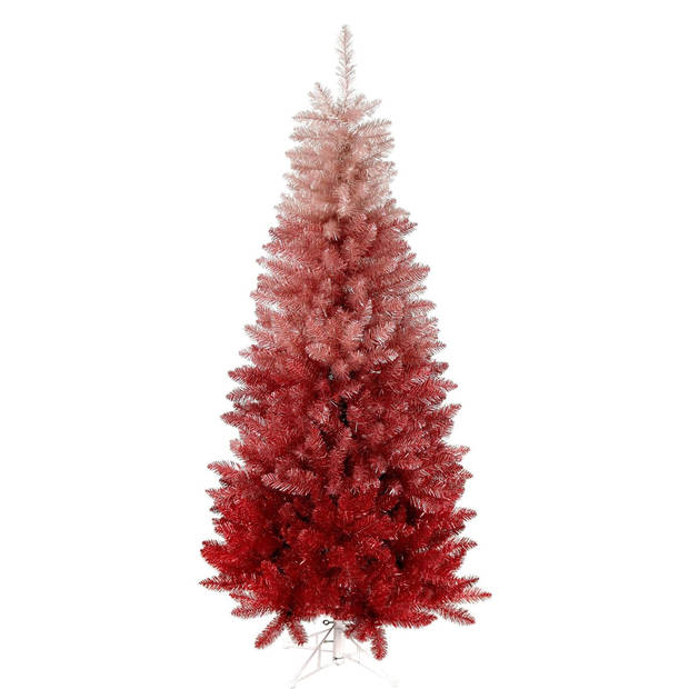 Vegas Red Pink kunstkerstboom - 213 cm - ombre roze/rood - Ø 91 cm - 981 tips - metalen voet