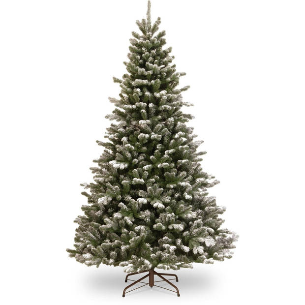 Snowy Sheffield kunstkerstboom - 183 cm - groen - Ø 119 cm - 1.626 tips - besneeuwd - metalen voet