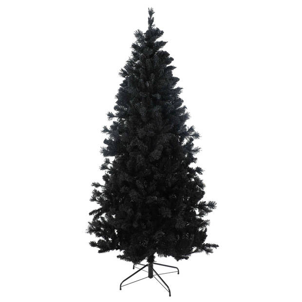 Teddy Black kunstkerstboom - 210 cm - zwart - Ø 107 cm - 910 tips - metalen voet