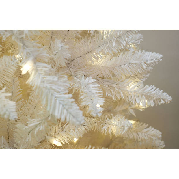 Funky White kunstkerstboom - 213 cm - wit - Ø 102 cm - 400 ledlampjes - besneeuwd - metalen voet