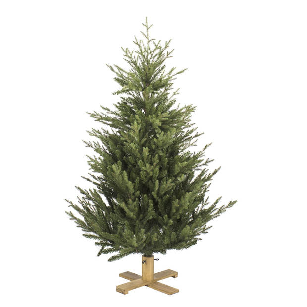 Arkansas kunstkerstboom - 152 cm - groen - Ø 114 cm - 1.668 tips - houten voet