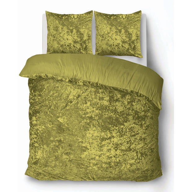 iSleep Dekbedovertrek Crushed Velvet - Oker - Lits-jumeaux 240x200/220 cm