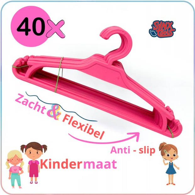 Synx Tools Kinder Kledinghangers - Kleerhangers - 20 stuks - Hanger - roze kleurenMix - kledinghangers baby - kinderkled