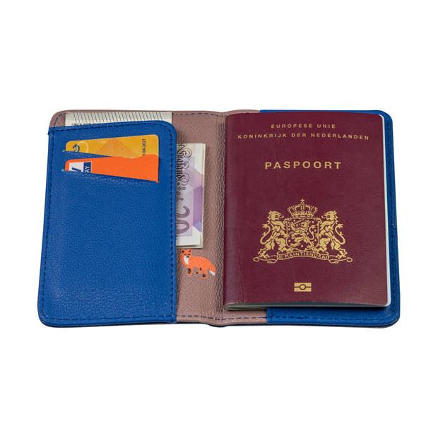 Oliva's - Paspoort hoesje - Travel wallet - Paspoorthouder - Vos - Blauw