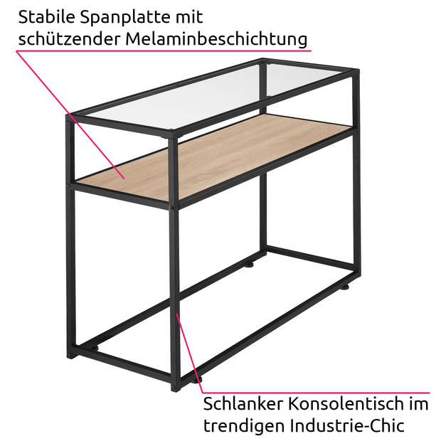 tectake - sidetable Kilkenny - 100 x 41 x 80,5cm - bijzettafel - lichtbruin - 404679