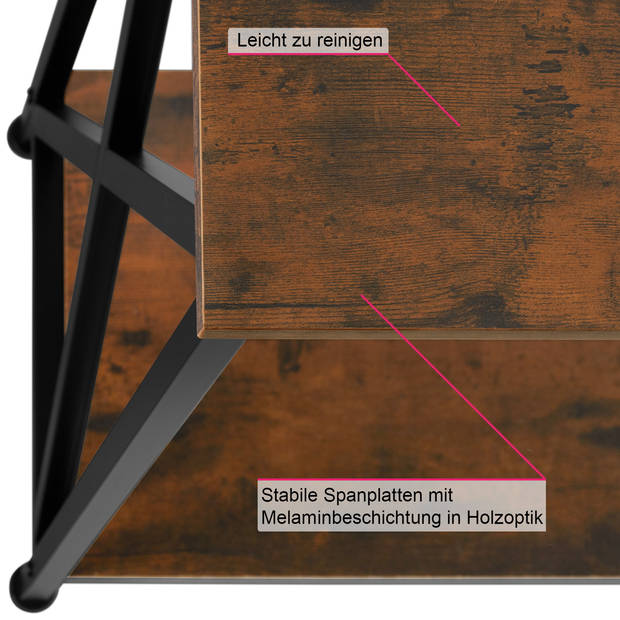 tectake - Consoletafel Tacoma 100x35x80,5cm - donkerbruin - 404670