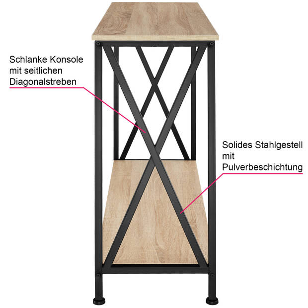 tectake - Consoletafel Tacoma 100x35x80,5cm - lichtbruin - 404671