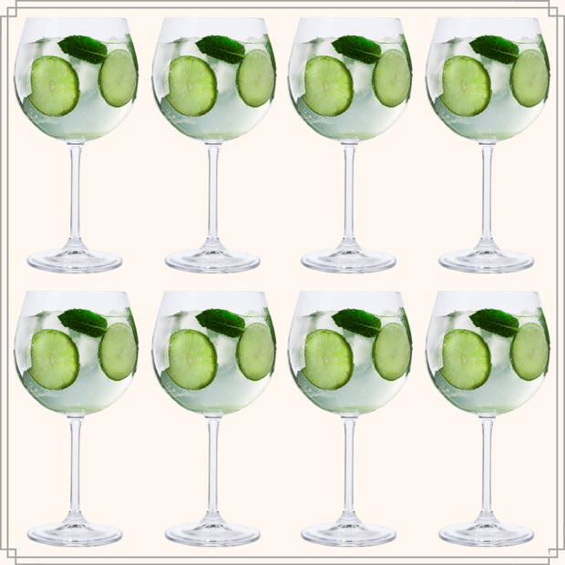 OTIX Gin Tonic Glazen - Set 8 Stuks - 620 ml - Kristallen Glazen - Cocktailglazen - Vaatwasserbestendig