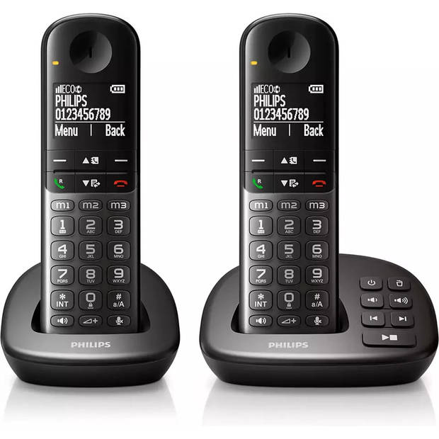 Philips XL4952DS - DECT-Telefoon met Antwoordapparaat - Draadloze Senioren Telefoon met 2 Handsets