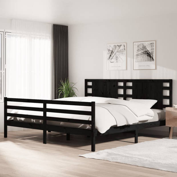 vidaXL Bedframe massief grenenhout zwart 200x200 cm