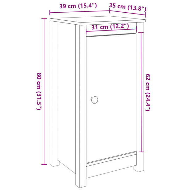 vidaXL Dressoirs 2 st 39x35x80 cm massief grenenhout wit