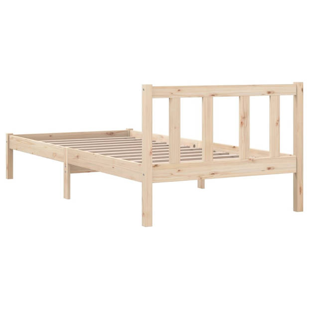 vidaXL Bedframe massief grenenhout zwart 75x190 cm