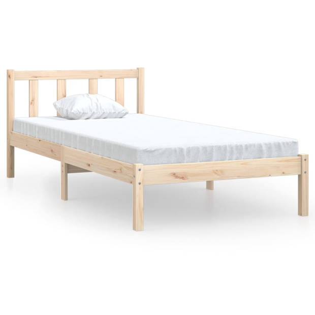 vidaXL Bedframe massief grenenhout zwart 75x190 cm