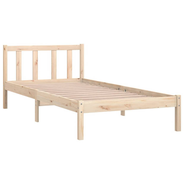 vidaXL Bedframe massief grenenhout zwart 75x190 cm