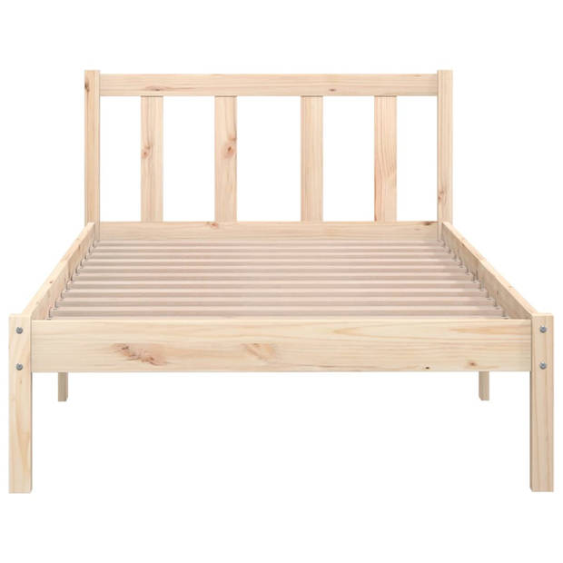 vidaXL Bedframe massief grenenhout zwart 75x190 cm