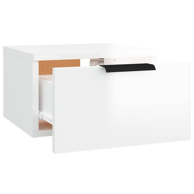 vidaXL Nachtkastjes 2 st wandgemonteerd 34x30x20 cm hoogglans wit