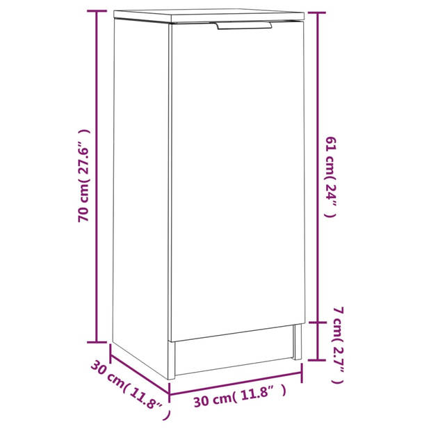 vidaXL Dressoir 30x30x70 cm bewerkt hout sonoma eikenkleurig