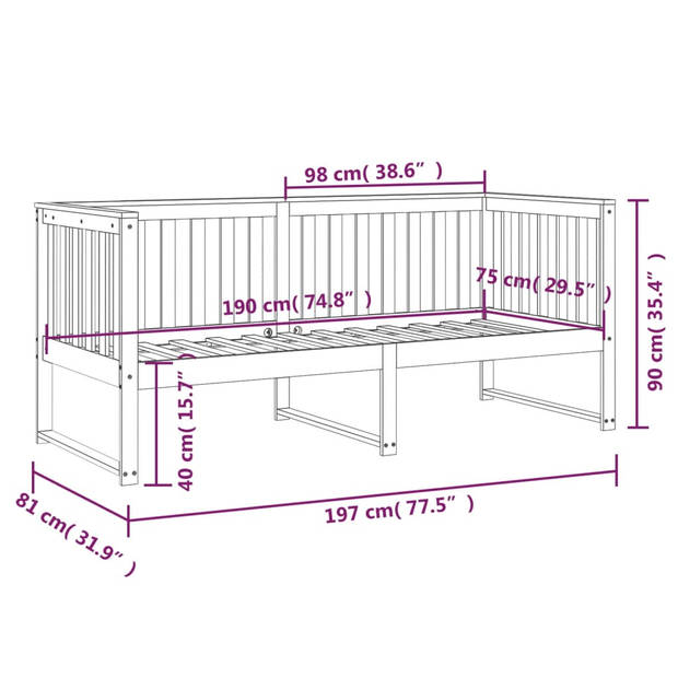 vidaXL Slaapbank 75x190 cm massief grenenhout honingbruin