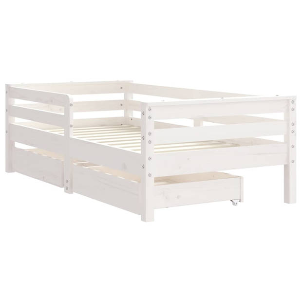 vidaXL Kinderbedframe met lades 70x140 cm massief grenenhout wit