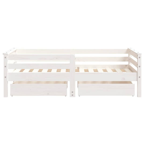 vidaXL Kinderbedframe met lades 70x140 cm massief grenenhout wit