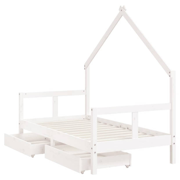 vidaXL Kinderbedframe met lades 80x160 cm massief grenenhout wit