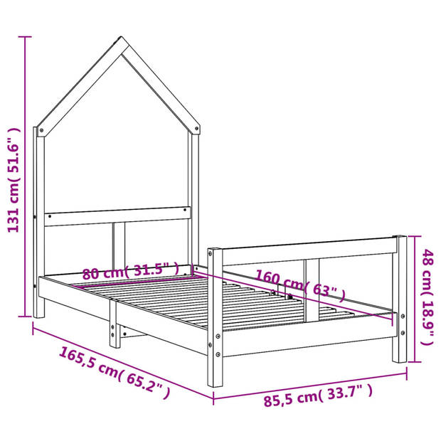 vidaXL Kinderbedframe 80x160 cm massief grenenhout