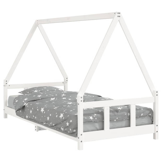 vidaXL Kinderbedframe 90x200 cm massief grenenhout wit