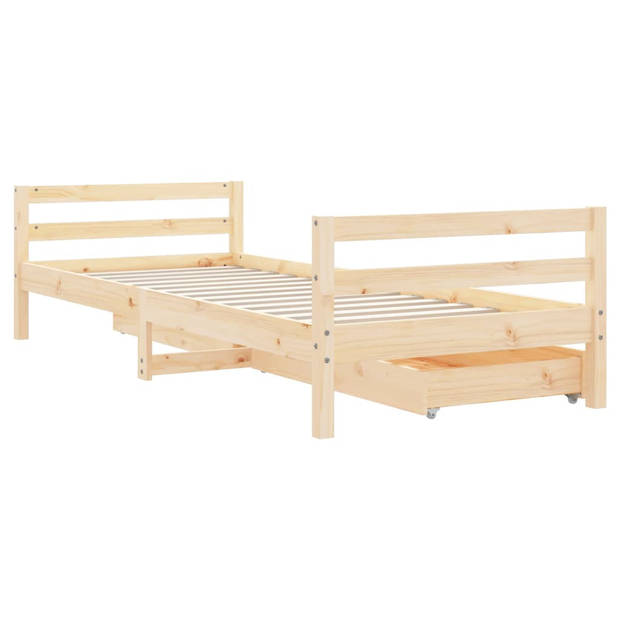 vidaXL Kinderbedframe met lades 90x200 cm massief grenenhout