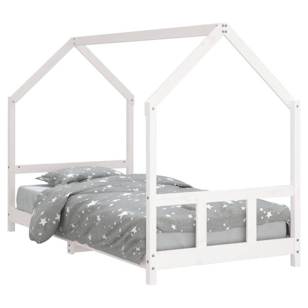 vidaXL Kinderbedframe 90x200 cm massief grenenhout wit