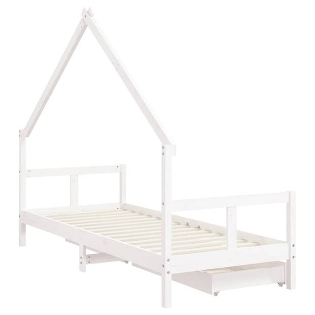 vidaXL Kinderbedframe met lades 80x200 cm massief grenenhout wit