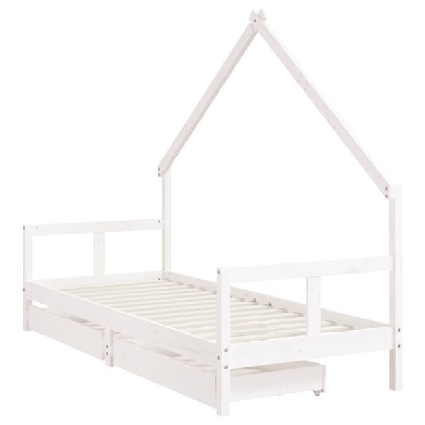 vidaXL Kinderbedframe met lades 80x200 cm massief grenenhout wit