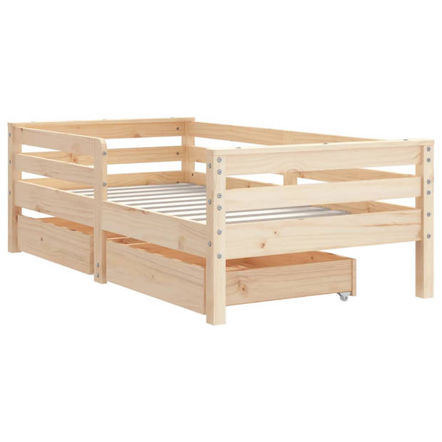 vidaXL Kinderbedframe met lades 70x140 cm massief grenenhout