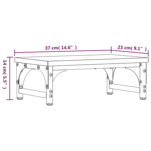 vidaXL Monitorstandaard 37x23x14 cm bewerkt hout grijs sonoma eiken