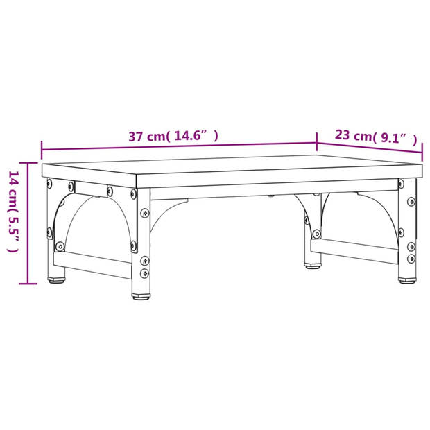 vidaXL Monitorstandaard 37x23x14 cm bewerkt hout zwart